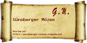 Günsberger Mózes névjegykártya